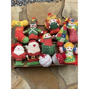 Vintage Handmade Fabric Christmas Ornaments Santa Stocking Angel Toy Soldier 11